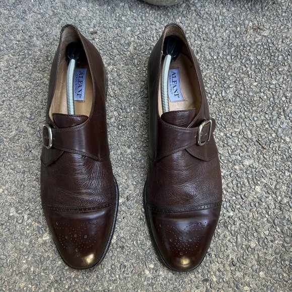 Alfani Brown Leather Wingtip Monk Strap Dress Shoes Size 13 - Picture 8 of 10